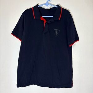 Ferrari Original Boys Black And Red Formula Uno Speeding Polo Shirt Size 9/10
